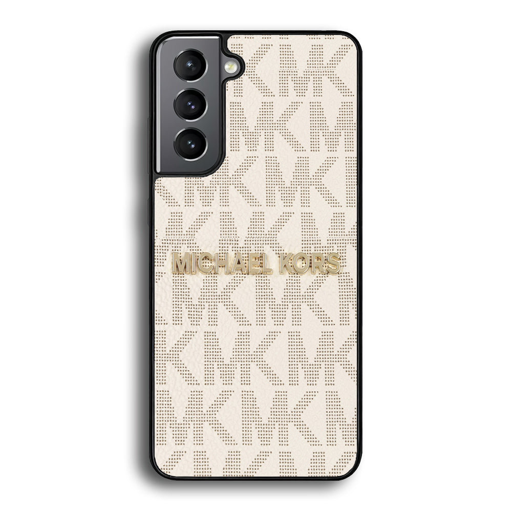 Michael Kors White Pattern Samsung Galaxy S23 Case-Rubber Black (2D Case)-Oxvistore