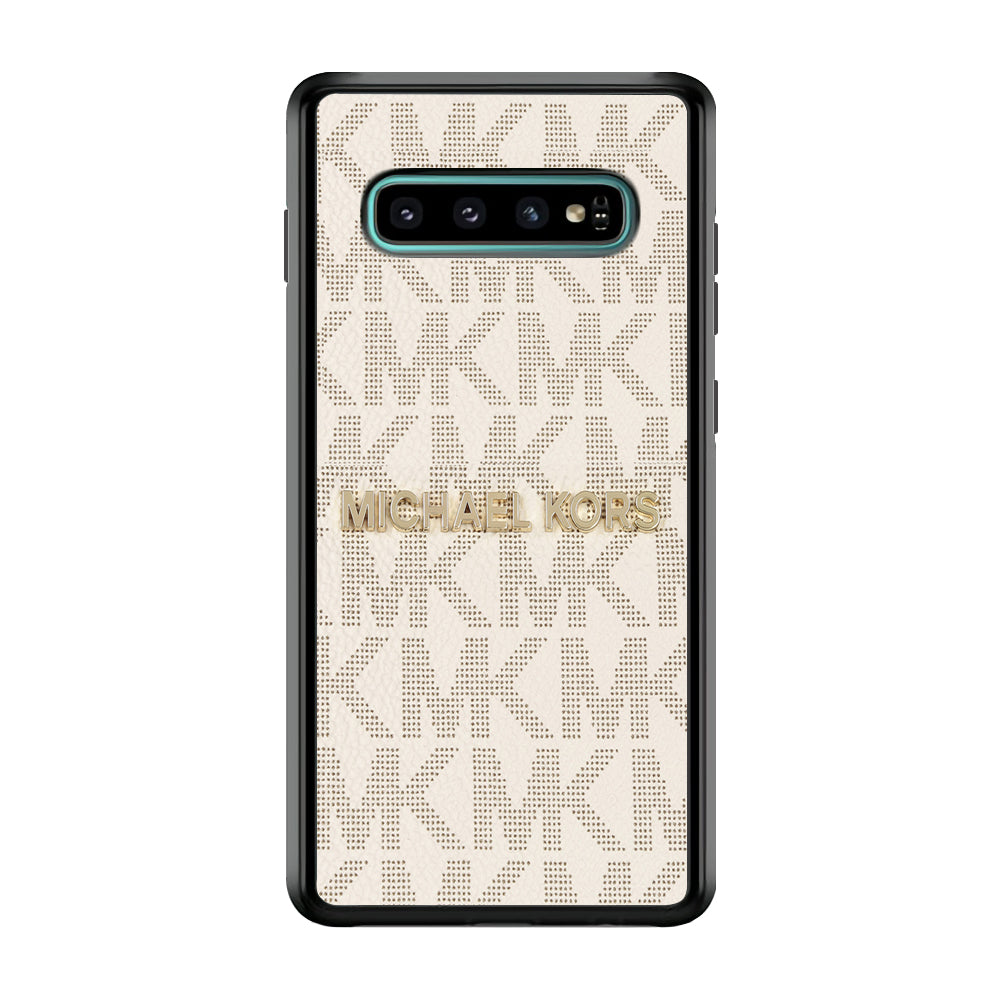 Michael Kors White Pattern Samsung Galaxy S10 Case-Rubber White (2D Case)-Oxvistore