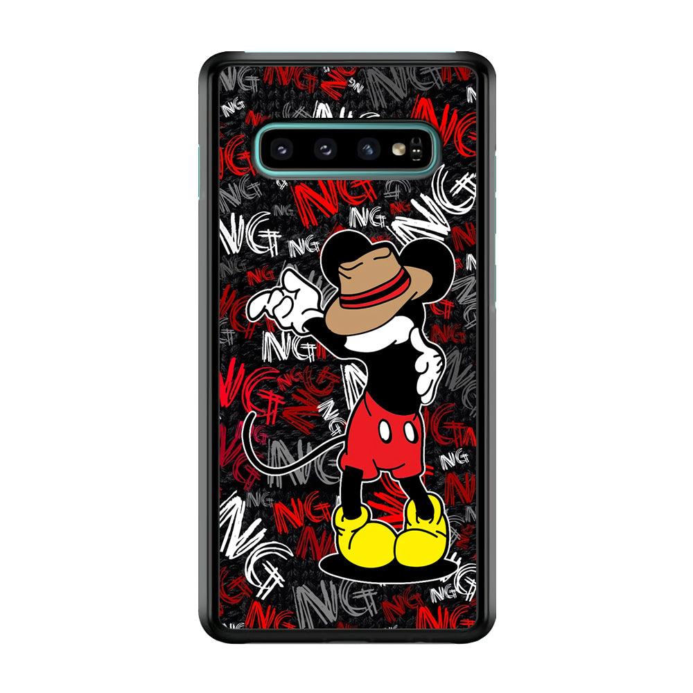 Mickey Dancing Step Samsung Galaxy S10 Case-Rubber White (2D Case)-Oxvistore
