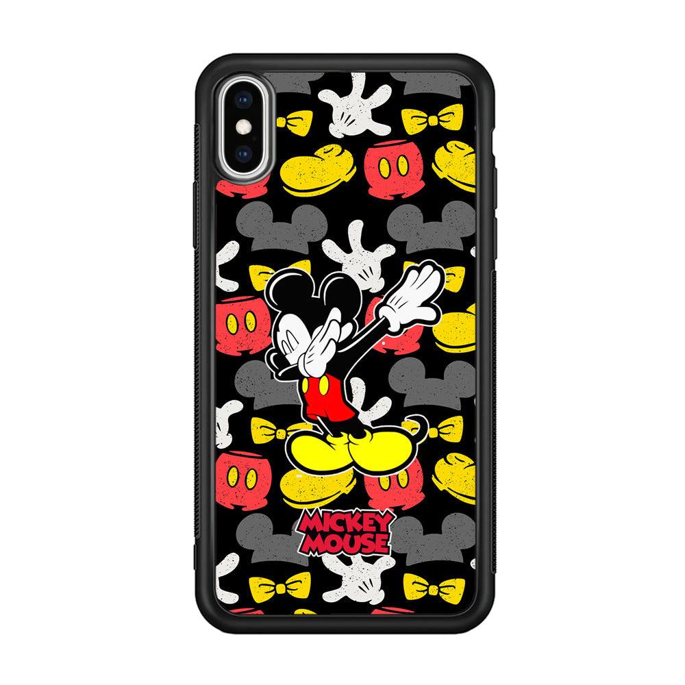 Mickey Mouse Dance All of Time iPhone XS Case-Rubber Black (2D Case)-Oxvistore