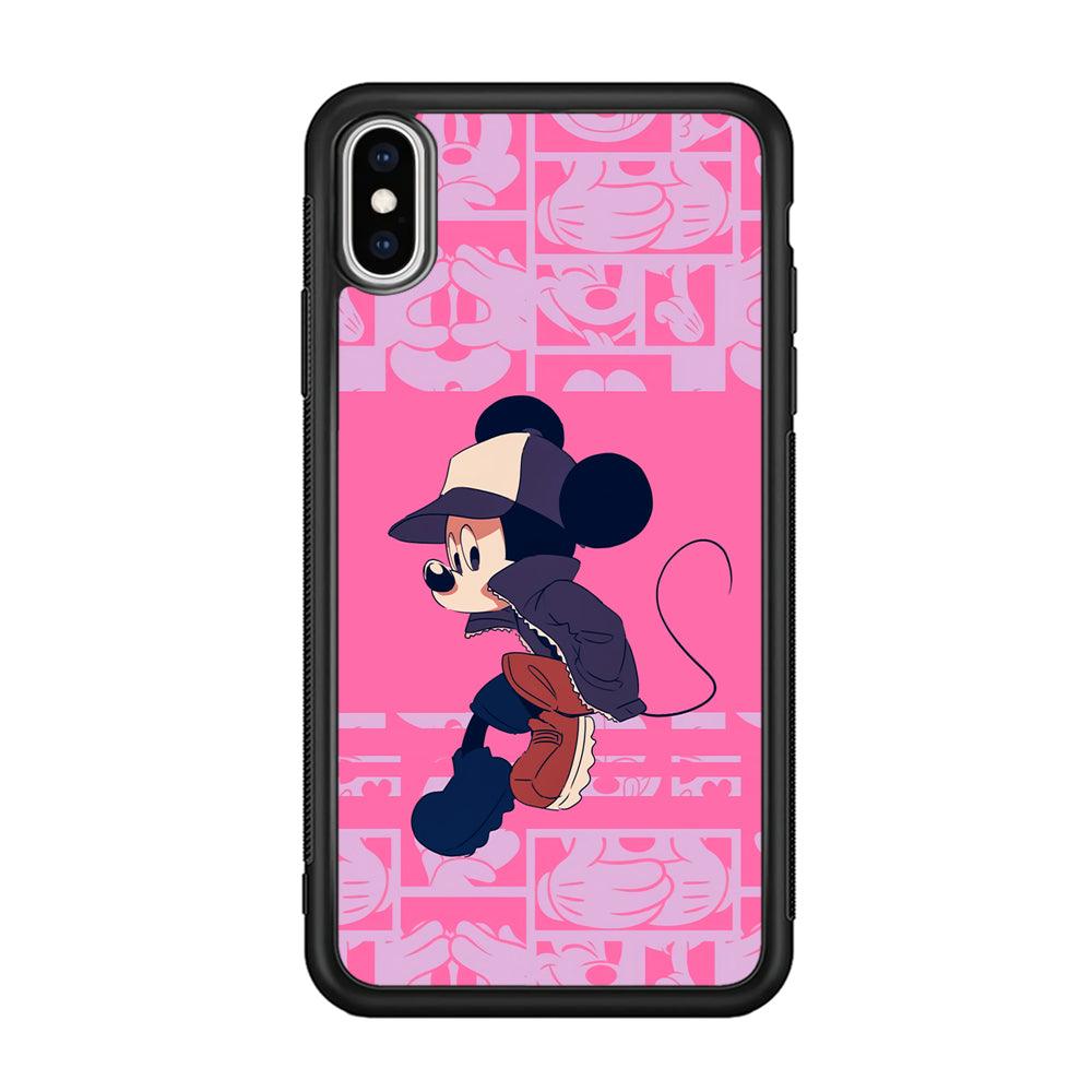 Mickey Mouse Dancing and Flying iPhone X Case-Rubber Black (2D Case)-Oxvistore