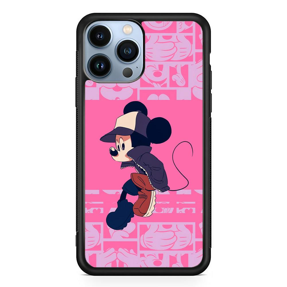 Mickey Mouse Dancing and Flying iPhone 14 Pro Max Case-Rubber Black (2D Case)-Oxvistore