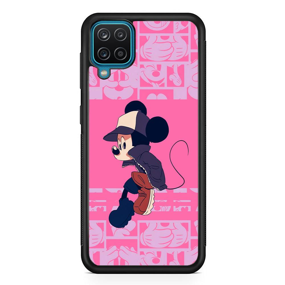 Mickey Mouse Dancing and Flying Samsung Galaxy A12 Case-Rubber Black (2D Case)-Oxvistore