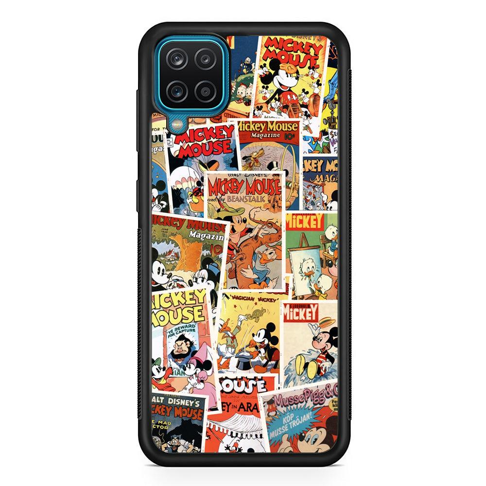Mickey Mouse Old Poster Collage Samsung Galaxy A12 Case-Rubber Black (2D Case)-Oxvistore