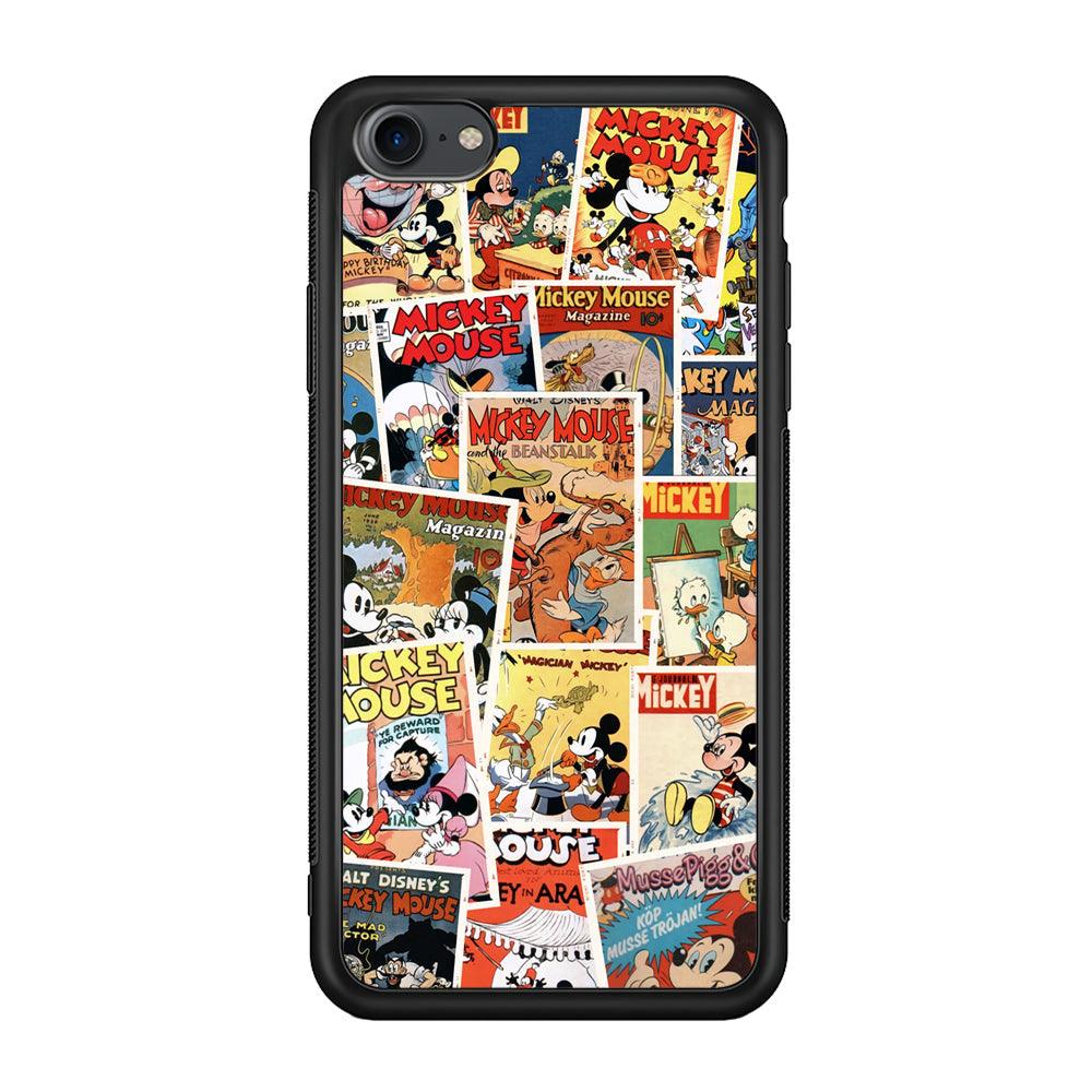 Mickey Mouse Old Poster Collage iPhone 8 Case-Rubber Black (2D Case)-Oxvistore