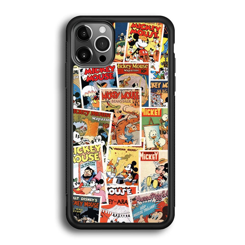 Mickey Mouse Old Poster Collage iPhone 12 Pro Case-Rubber Black (2D Case)-Oxvistore