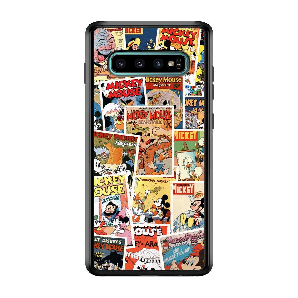 Mickey Mouse Old Poster Collage Samsung Galaxy S10 Case-Rubber Black (2D Case)-Oxvistore