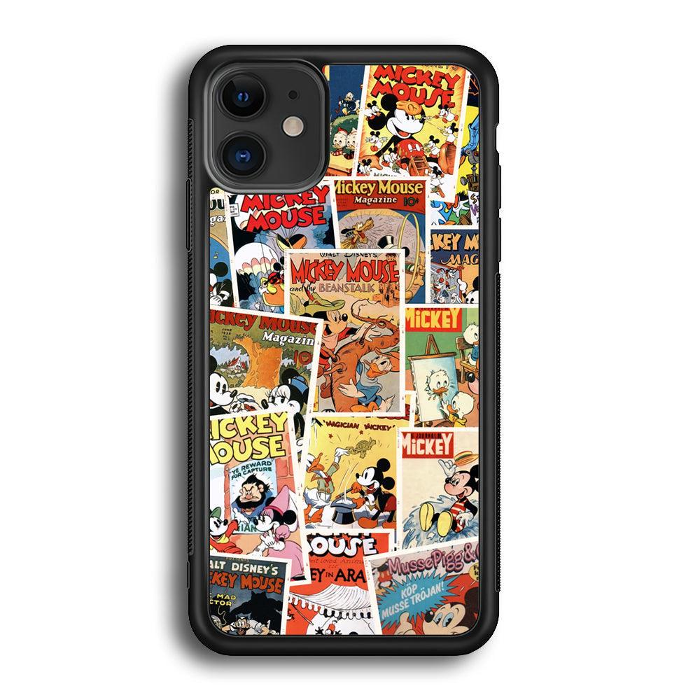 Mickey Mouse Old Poster Collage iPhone 12 Case-Rubber Black (2D Case)-Oxvistore