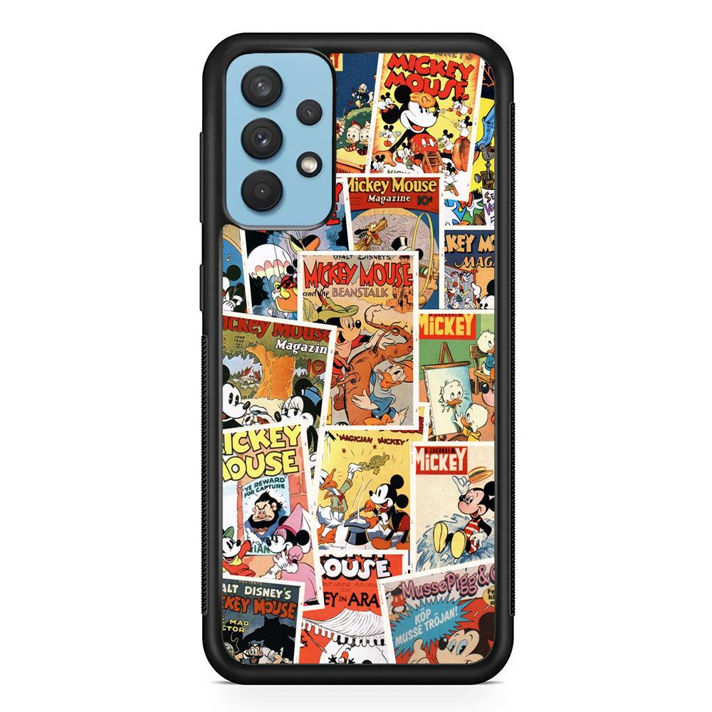 Mickey Mouse Old Poster Collage Samsung Galaxy A32 Case-Rubber Black (2D Case)-Oxvistore