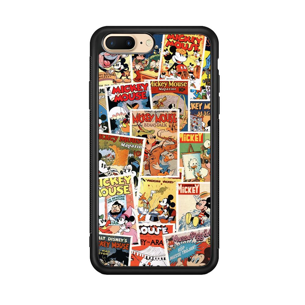 Mickey Mouse Old Poster Collage iPhone 7 Plus Case-Rubber Black (2D Case)-Oxvistore