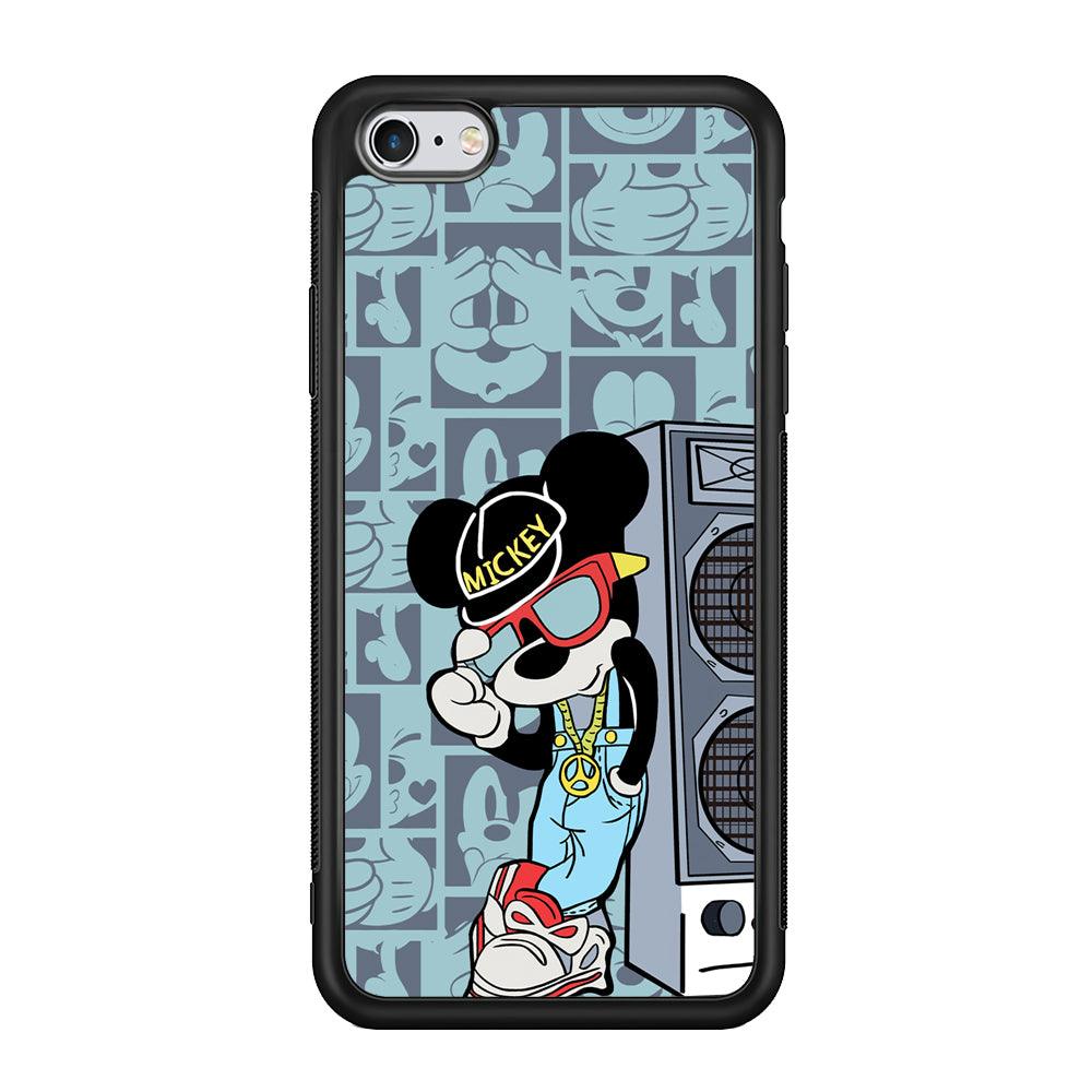 Mickey Mouse Peace and Cool iPhone 6 | 6s Case-Rubber Black (2D Case)-Oxvistore