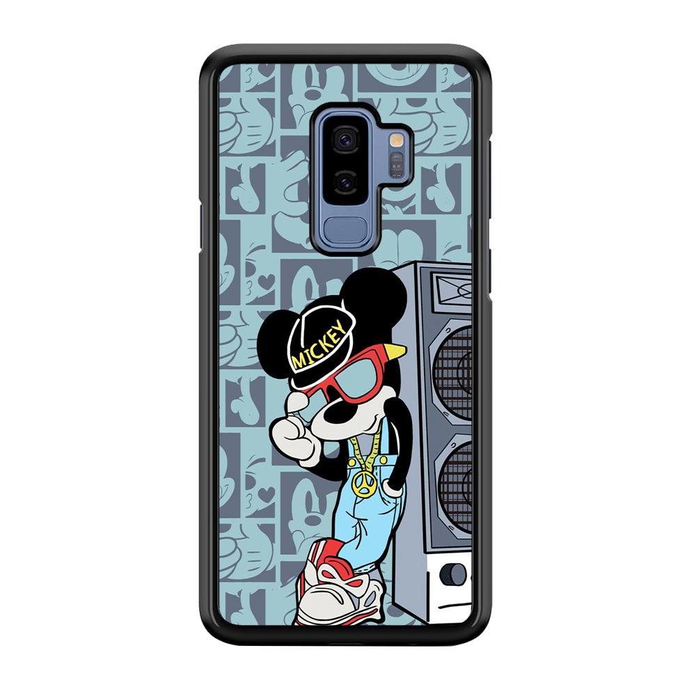Mickey Mouse Peace and Cool Samsung Galaxy S9 Plus Case-Rubber Black (2D Case)-Oxvistore