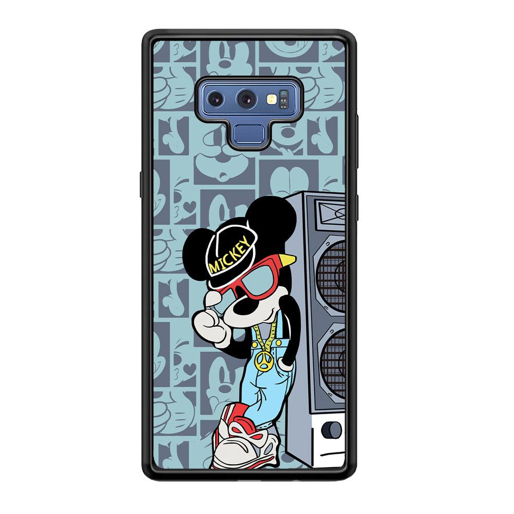 Mickey Mouse Peace and Cool Samsung Galaxy Note 9 Case-Rubber Black (2D Case)-Oxvistore