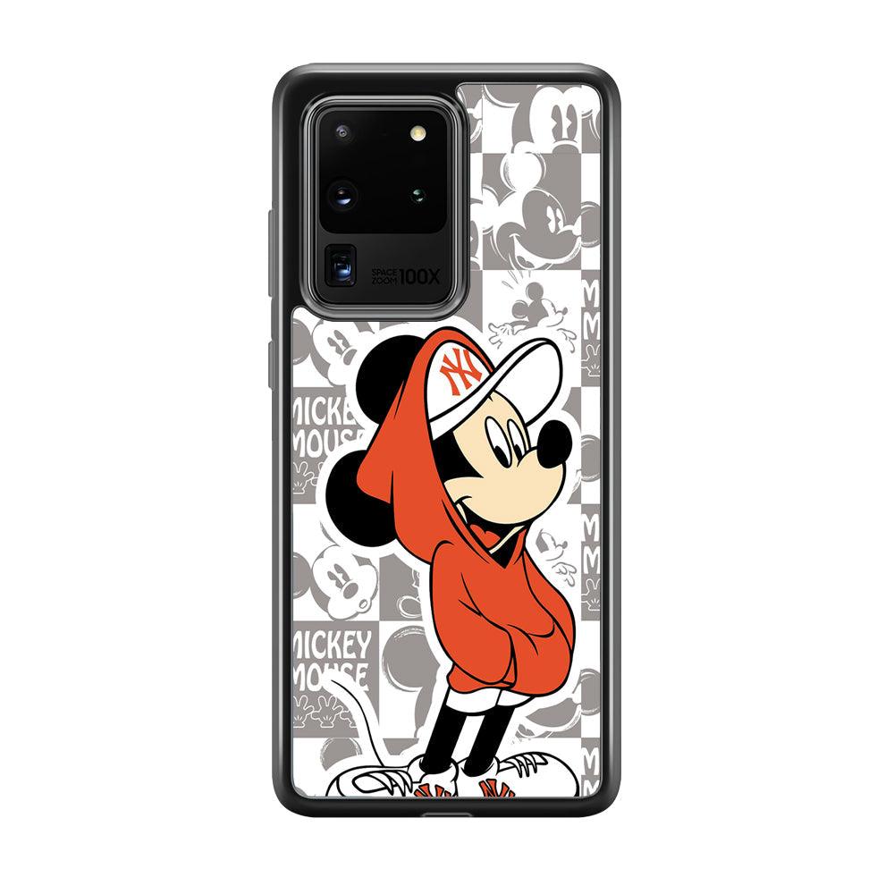Mickey Mouse The Fans on Duty Samsung Galaxy S20 Ultra Case-Rubber Black (2D Case)-Oxvistore