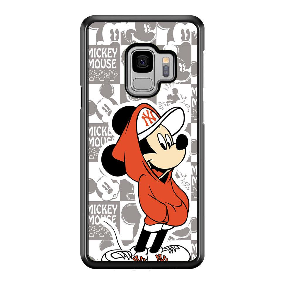Mickey Mouse The Fans on Duty Samsung Galaxy S9 Case-Rubber Black (2D Case)-Oxvistore