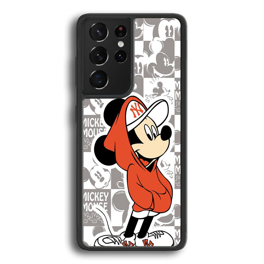 Mickey Mouse The Fans on Duty Samsung Galaxy S24 Ultra Case-Rubber Black (2D Case)-Oxvistore