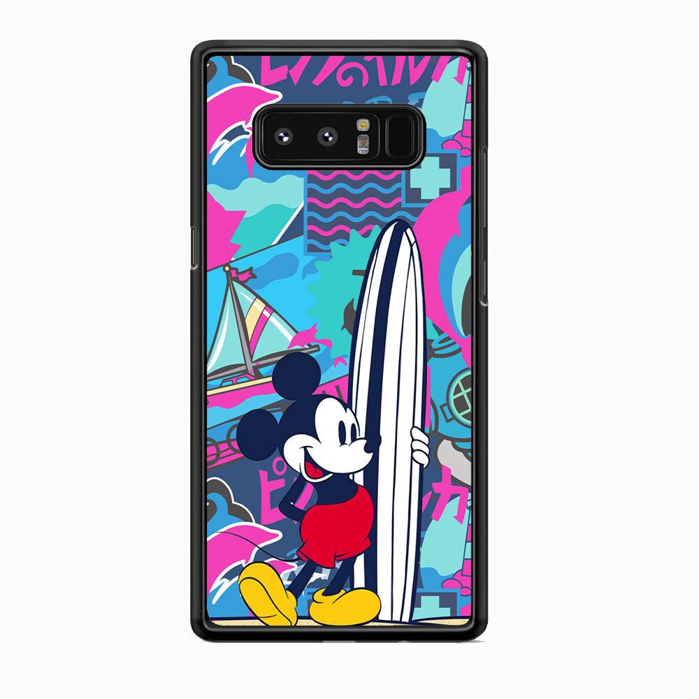 Mickey Surf Board Samsung Galaxy Note 8 Case-Rubber White (2D Case)-Oxvistore