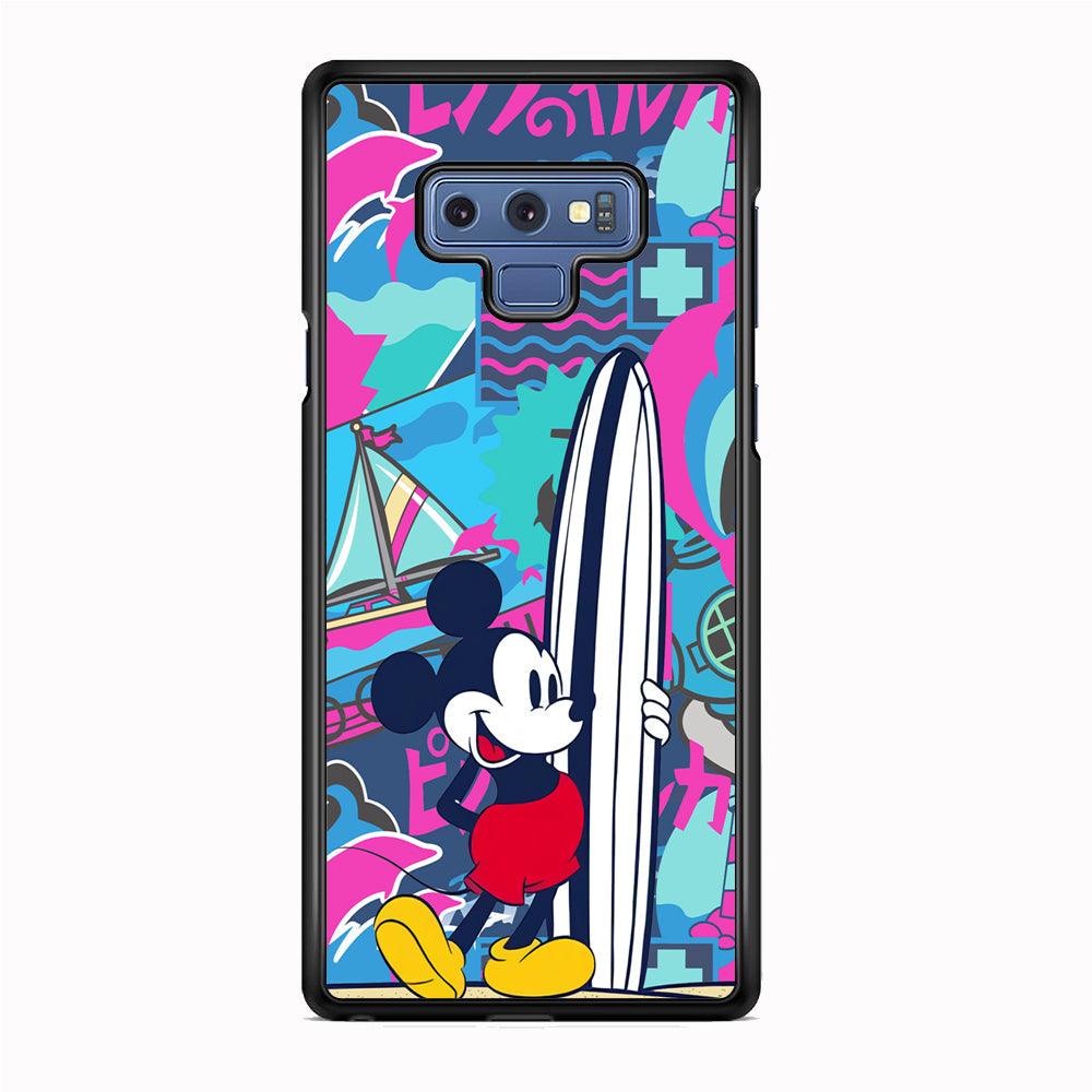 Mickey Surf Board Samsung Galaxy Note 9 Case-Rubber Black (2D Case)-Oxvistore