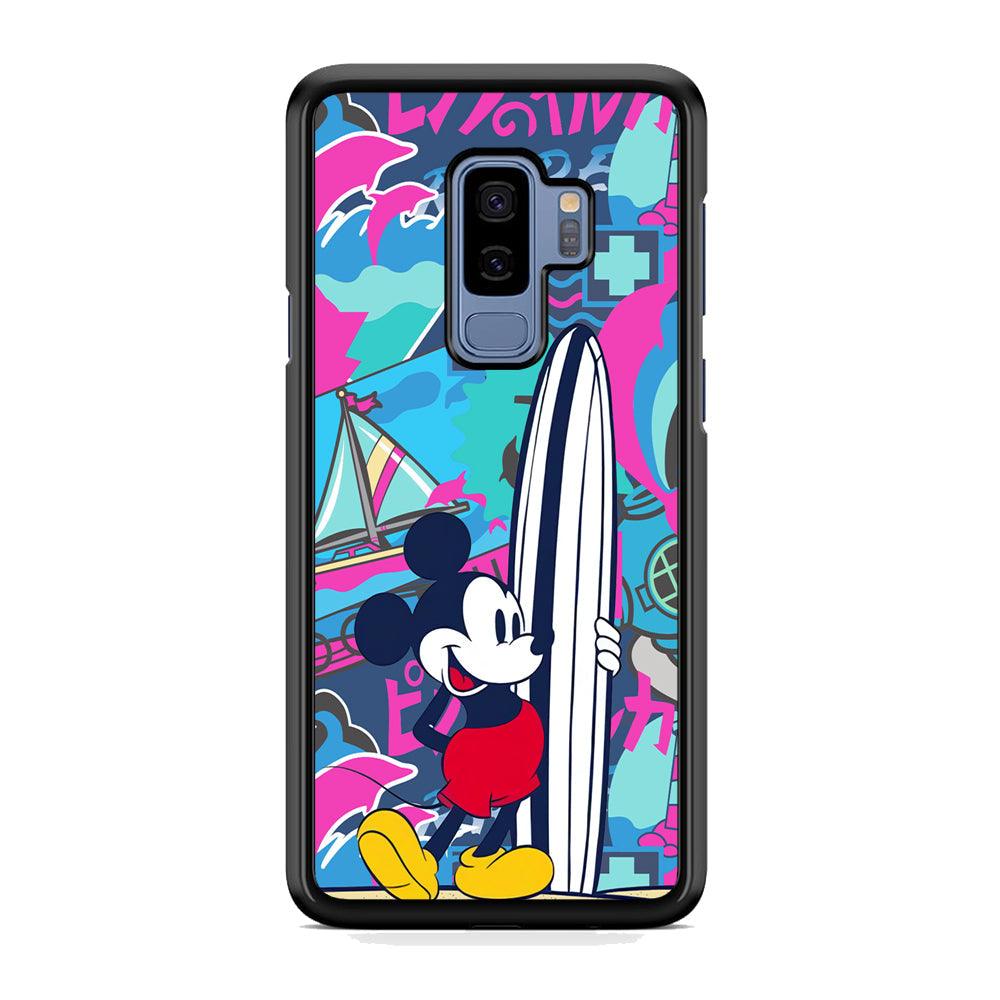 Mickey Surf Board Samsung Galaxy S9 Plus Case-Rubber Black (2D Case)-Oxvistore