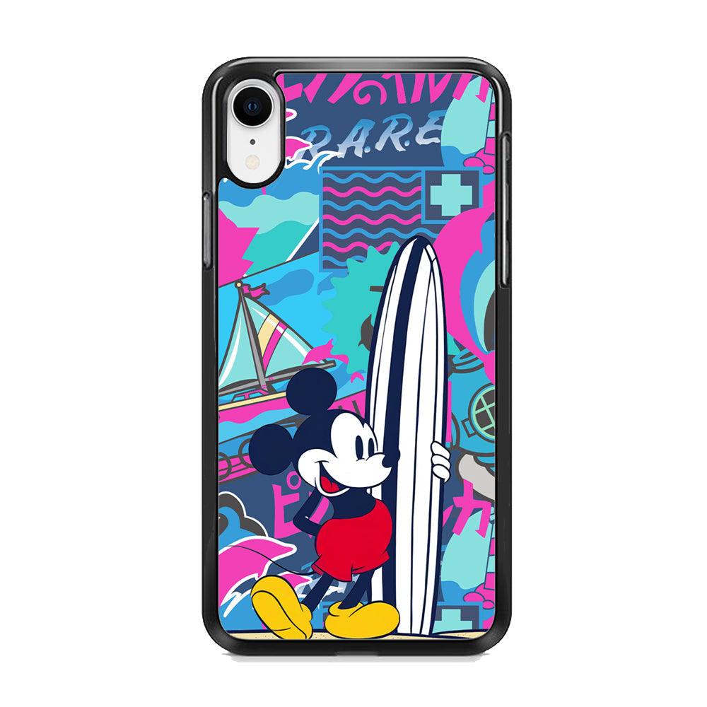 Mickey Surf Board iPhone XR Case-Rubber Black (2D Case)-Oxvistore