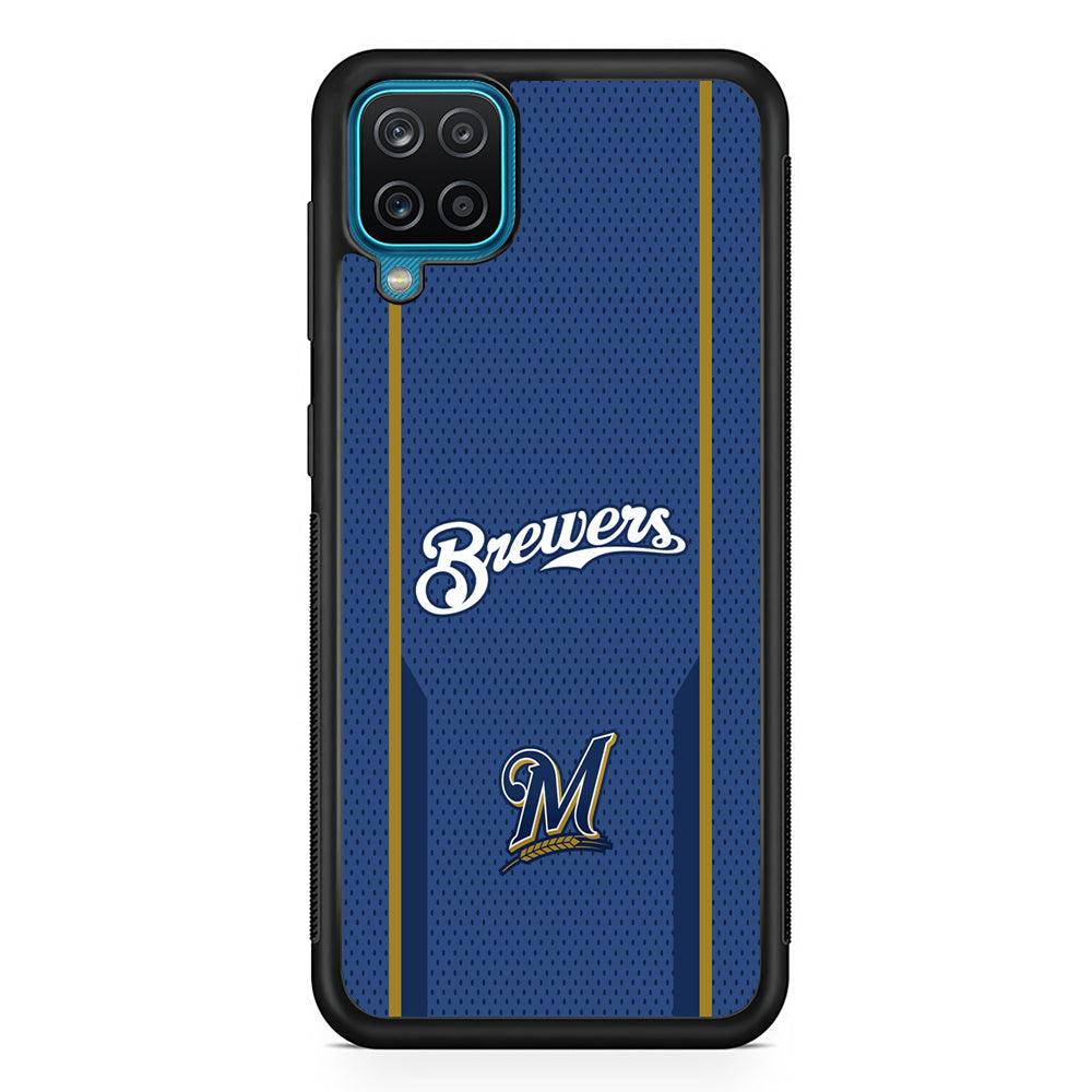 Milwaukee Brewers Golden Pillar Samsung Galaxy A12 Case-Rubber Black (2D Case)-Oxvistore