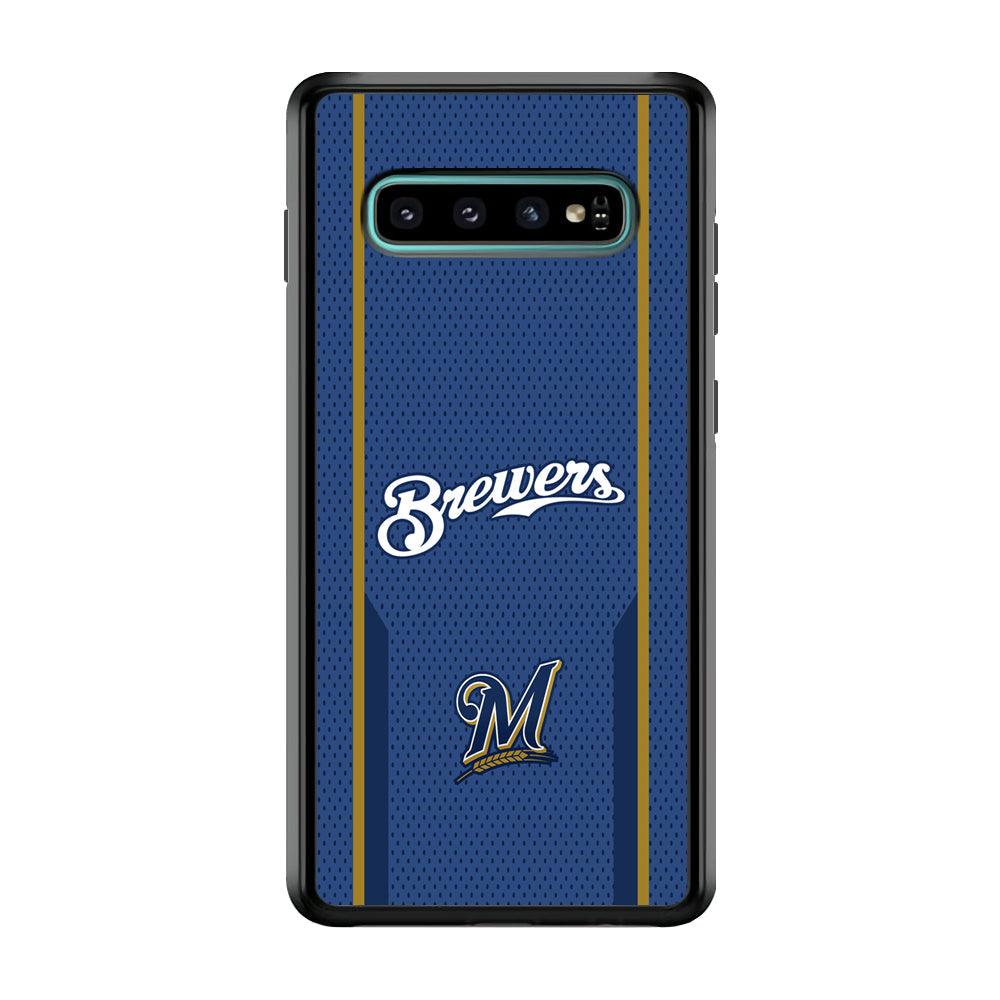 Milwaukee Brewers Golden Pillar Samsung Galaxy S10 Plus Case-Rubber Black (2D Case)-Oxvistore