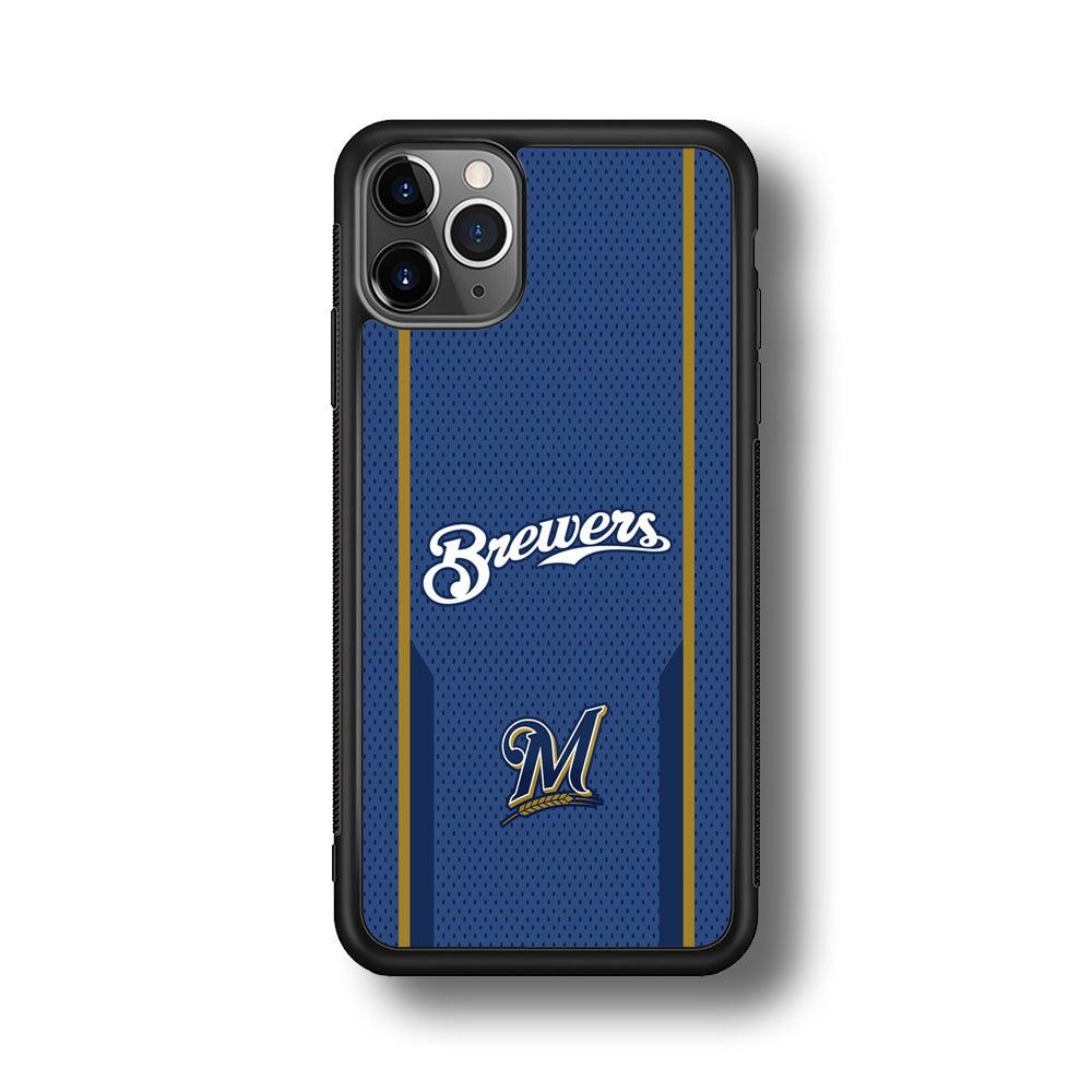 Milwaukee Brewers Golden Pillar iPhone 11 Pro Case-Rubber Black (2D Case)-Oxvistore