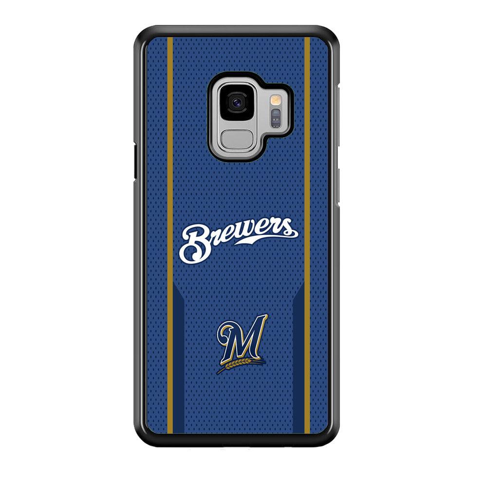 Milwaukee Brewers Golden Pillar Samsung Galaxy S9 Case-Rubber Black (2D Case)-Oxvistore