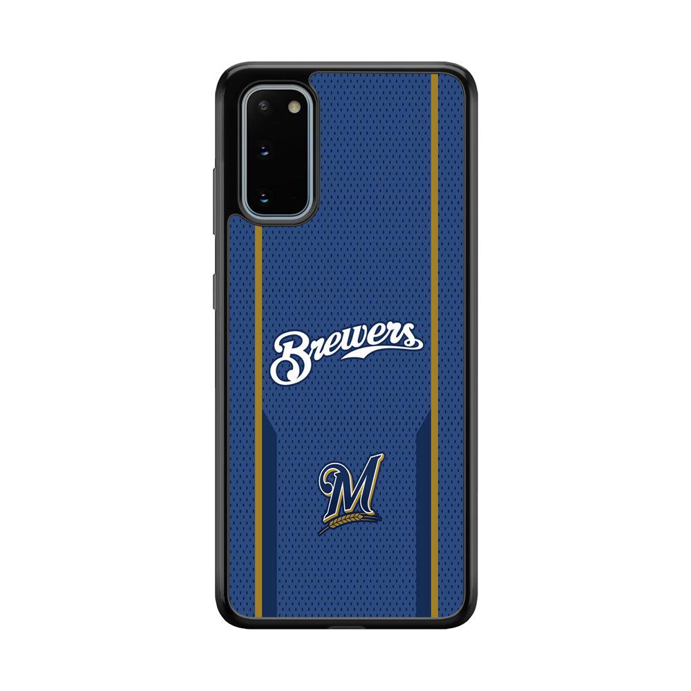 Milwaukee Brewers Golden Pillar Samsung Galaxy S20 Case-Rubber Black (2D Case)-Oxvistore