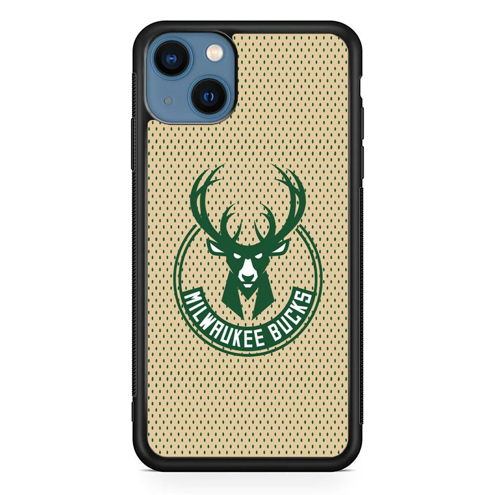 Milwaukee Bucks Grand Patern iPhone 13 Case-Rubber Black (2D Case)-Oxvistore