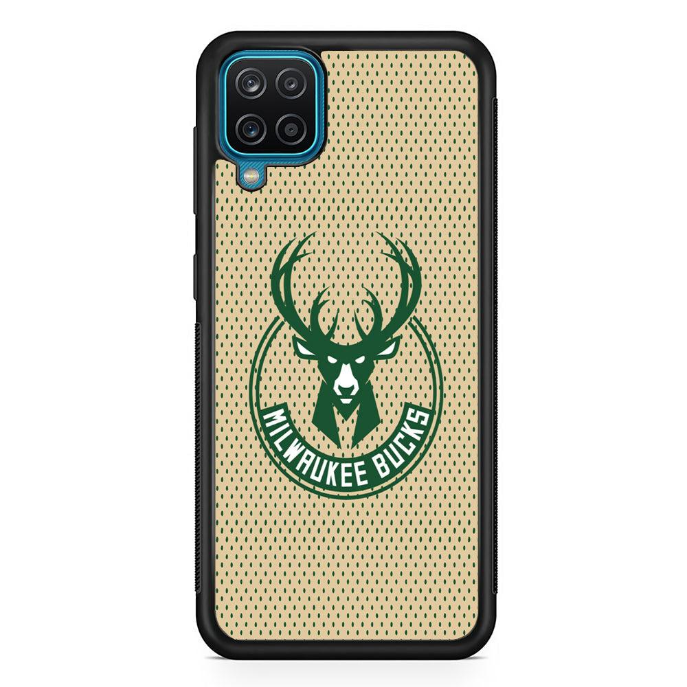 Milwaukee Bucks Grand Patern Samsung Galaxy A12 Case-Rubber Black (2D Case)-Oxvistore