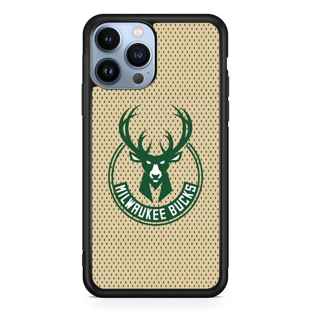 Milwaukee Bucks Grand Patern iPhone 15 Pro Case-Rubber Black (2D Case)-Oxvistore