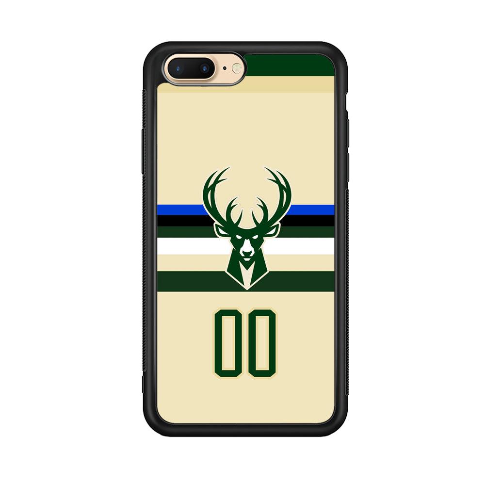 Milwaukee Bucks Light Cream Jersey iPhone 8 Plus Case-Rubber Black (2D Case)-Oxvistore