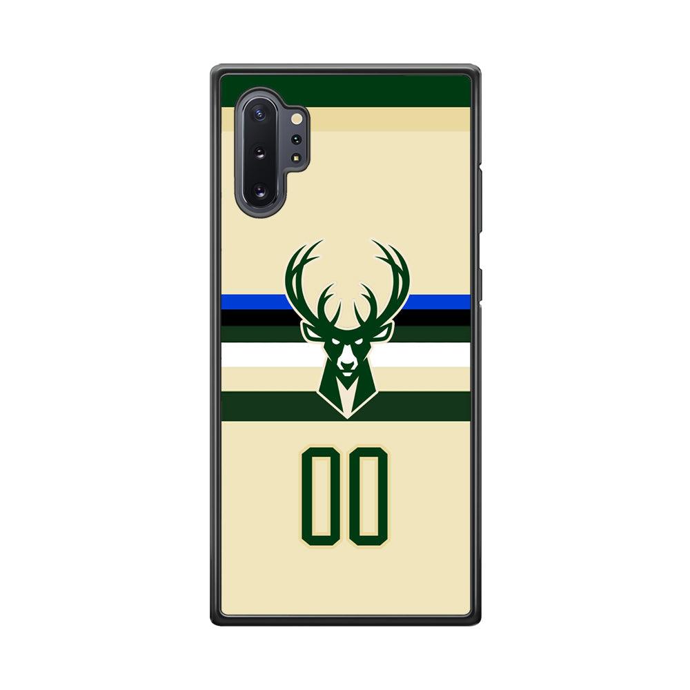 Milwaukee Bucks Light Cream Jersey Samsung Galaxy Note 10 Plus Case-Rubber Black (2D Case)-Oxvistore