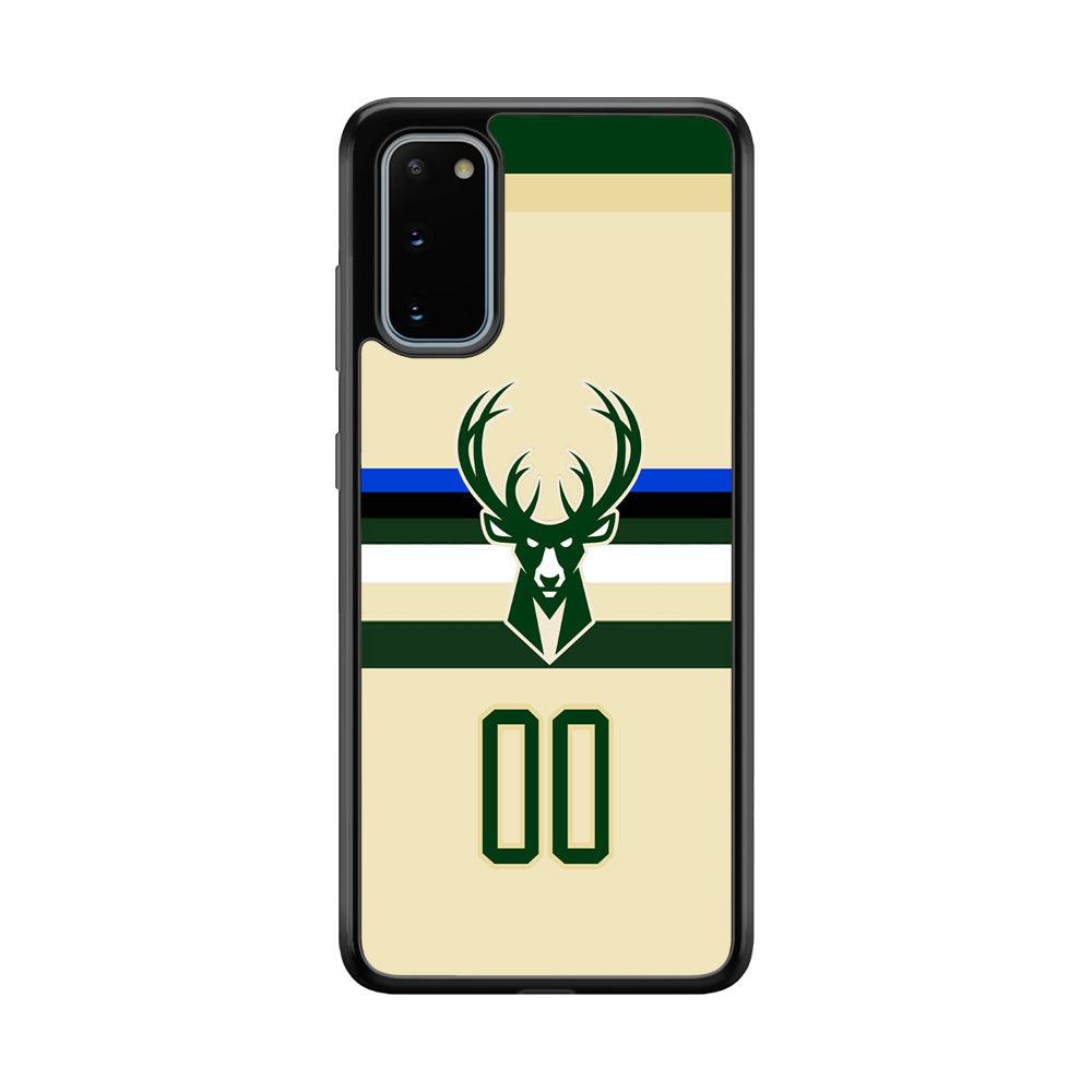 Milwaukee Bucks Light Cream Jersey Samsung Galaxy S20 Case-Rubber Black (2D Case)-Oxvistore