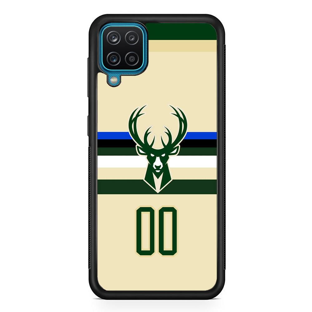 Milwaukee Bucks Light Cream Jersey Samsung Galaxy A12 Case-Rubber Black (2D Case)-Oxvistore