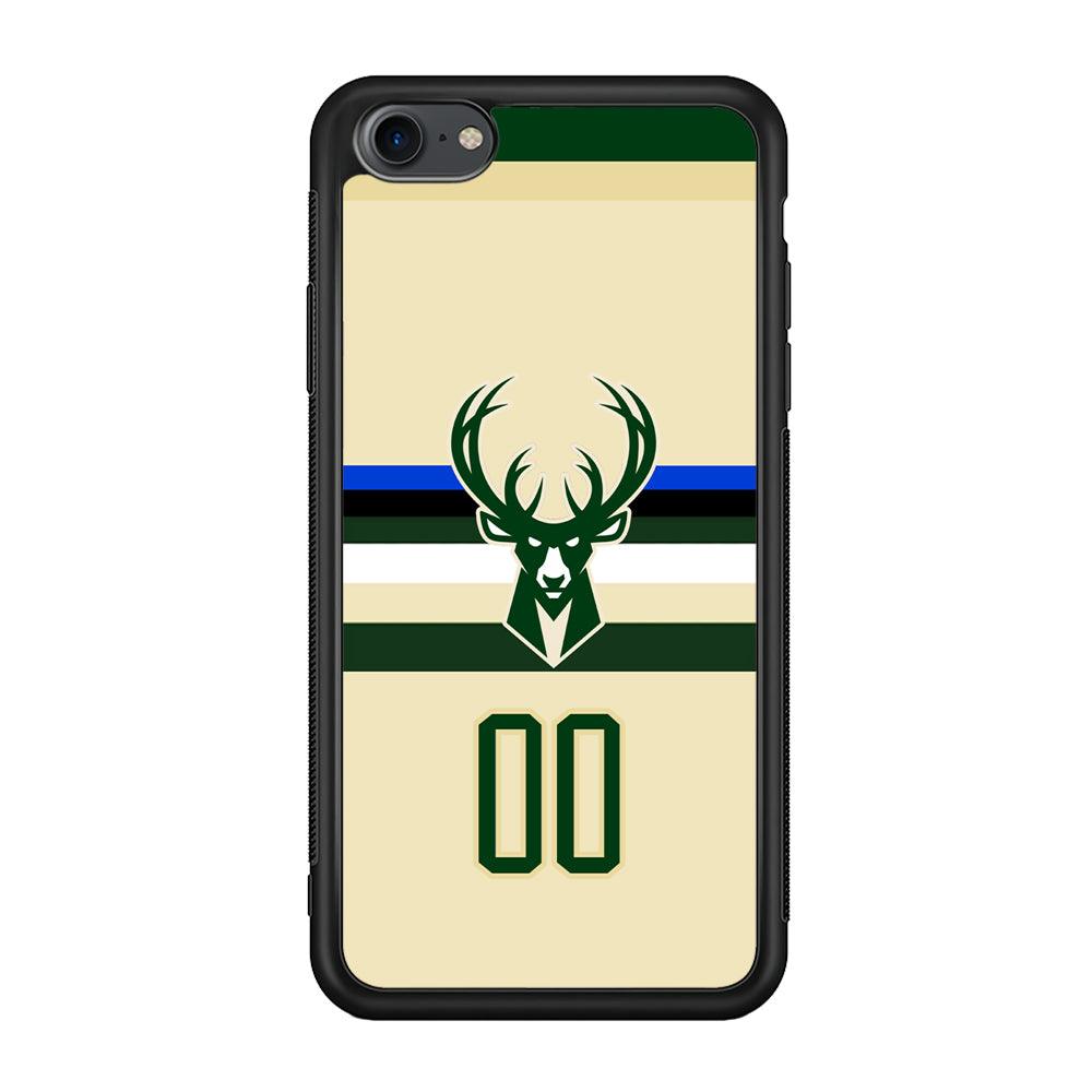 Milwaukee Bucks Light Cream Jersey iPhone 8 Case-Rubber Black (2D Case)-Oxvistore