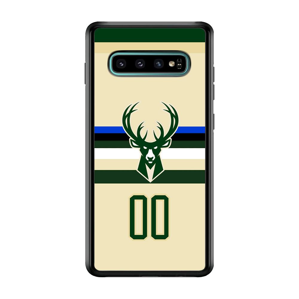 Milwaukee Bucks Light Cream Jersey Samsung Galaxy S10 Case-Rubber Black (2D Case)-Oxvistore