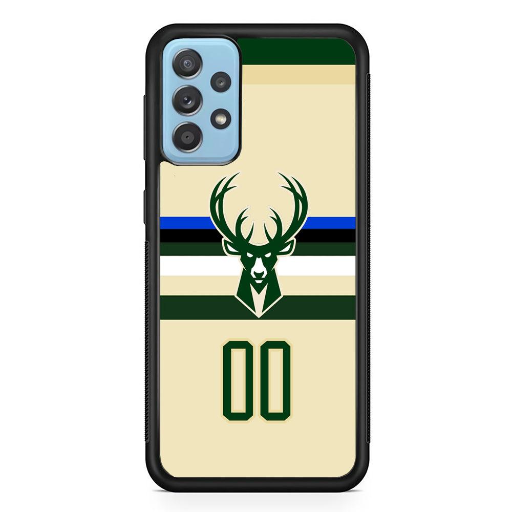 Milwaukee Bucks Light Cream Jersey Samsung Galaxy A52 Case-Rubber Black (2D Case)-Oxvistore