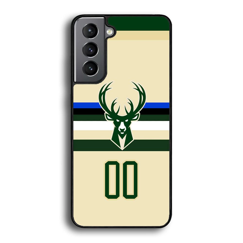 Milwaukee Bucks Light Cream Jersey Samsung Galaxy S21 Plus Case-Rubber Black (2D Case)-Oxvistore