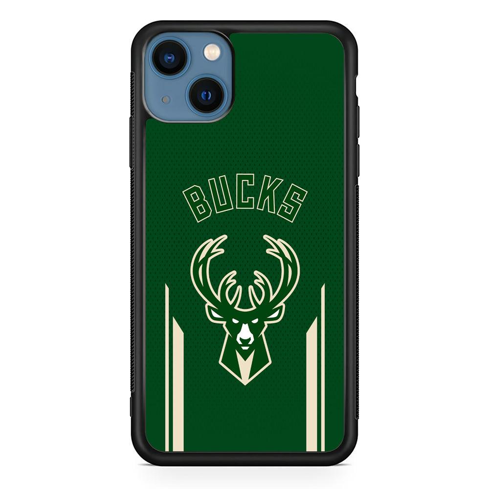 Milwaukee Bucks The Radial Patern iPhone 15 Plus Case-Rubber Black (2D Case)-Oxvistore