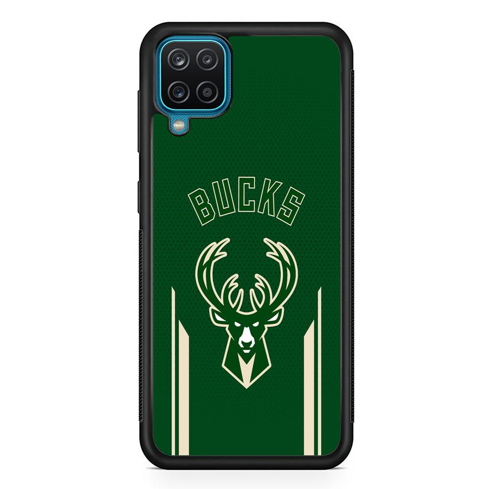 Milwaukee Bucks The Radial Patern Samsung Galaxy A12 Case-Rubber Black (2D Case)-Oxvistore