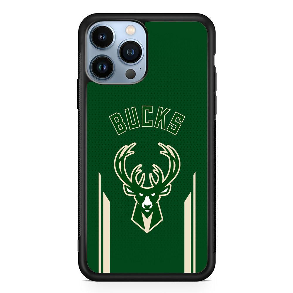 Milwaukee Bucks The Radial Patern iPhone 15 Pro Max Case-Rubber Black (2D Case)-Oxvistore