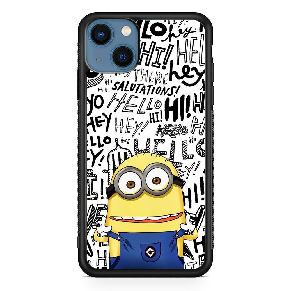 Minions Hail Word iPhone 13 Case-Rubber White (2D Case)-Oxvistore