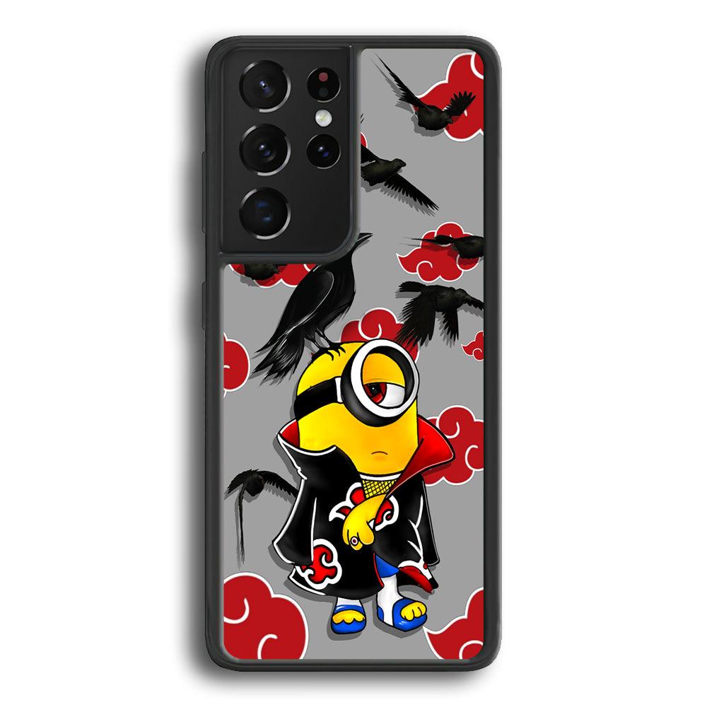 Minions Itachi Mode On Samsung Galaxy S21 Ultra Case-Rubber Black (2D Case)-Oxvistore