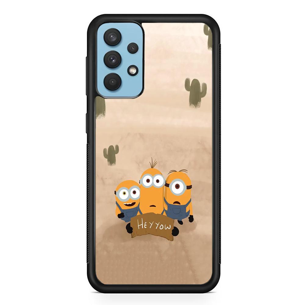 Minions Lost in The Desert Samsung Galaxy A32 Case-Rubber Black (2D Case)-Oxvistore