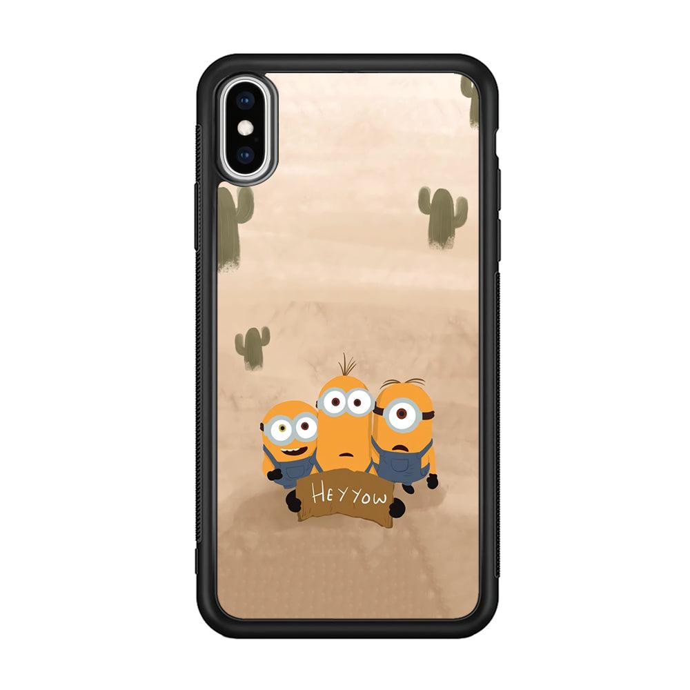Minions Lost in The Desert iPhone Xs Max Case-Rubber Black (2D Case)-Oxvistore
