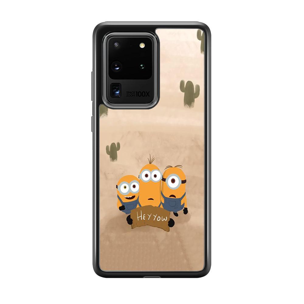 Minions Lost in The Desert Samsung Galaxy S20 Ultra Case-Rubber Black (2D Case)-Oxvistore