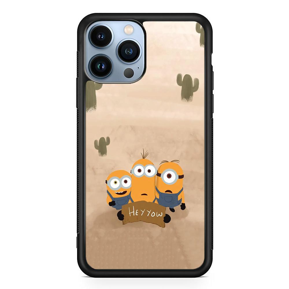 Minions Lost in The Desert iPhone 15 Pro Case-Rubber Black (2D Case)-Oxvistore