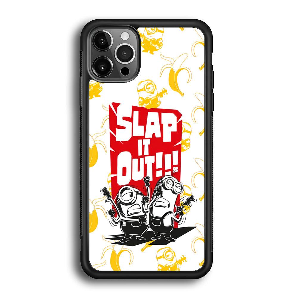 Minions Slap It Out iPhone 12 Pro Max Case-Rubber Black (2D Case)-Oxvistore